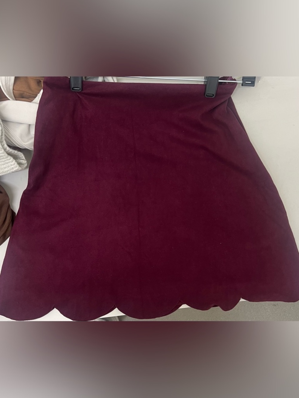 Saks Fifth Avenue Burgundy Scallop Hem Mini Skirt